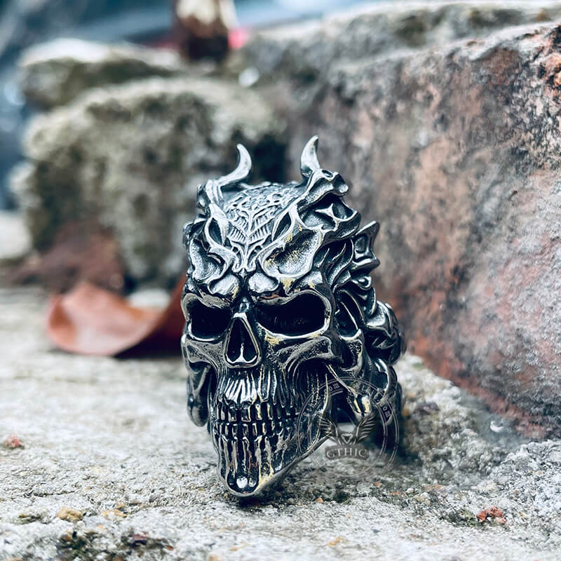 11941-dragon-horned-samurai-stainless-steel-skull-ring-3.jpg Dragon Horned Samurai Stainless Steel Skull Ring