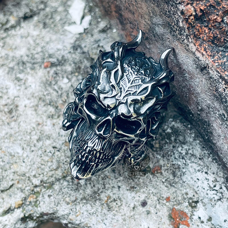 11941-dragon-horned-samurai-stainless-steel-skull-ring-6.jpg Dragon Horned Samurai Stainless Steel Skull Ring
