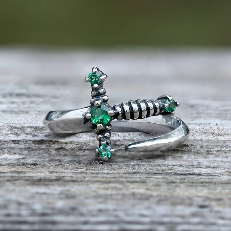 Bent Sword Stainless Steel Gothic Ring