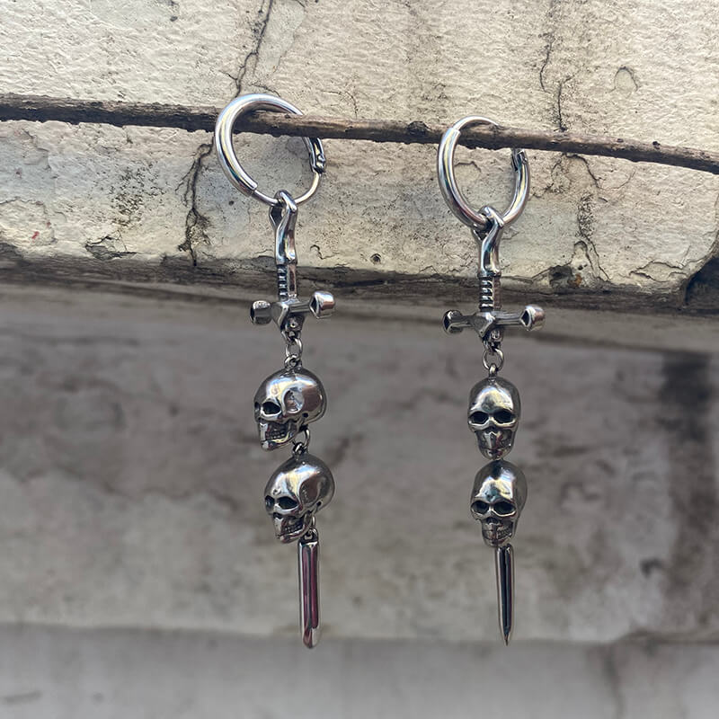 12030-gothic-sword-skulls-stainless-steel-hoop-earrings-3.jpg Gothic Sword Skulls Stainless Steel Hoop Earrings