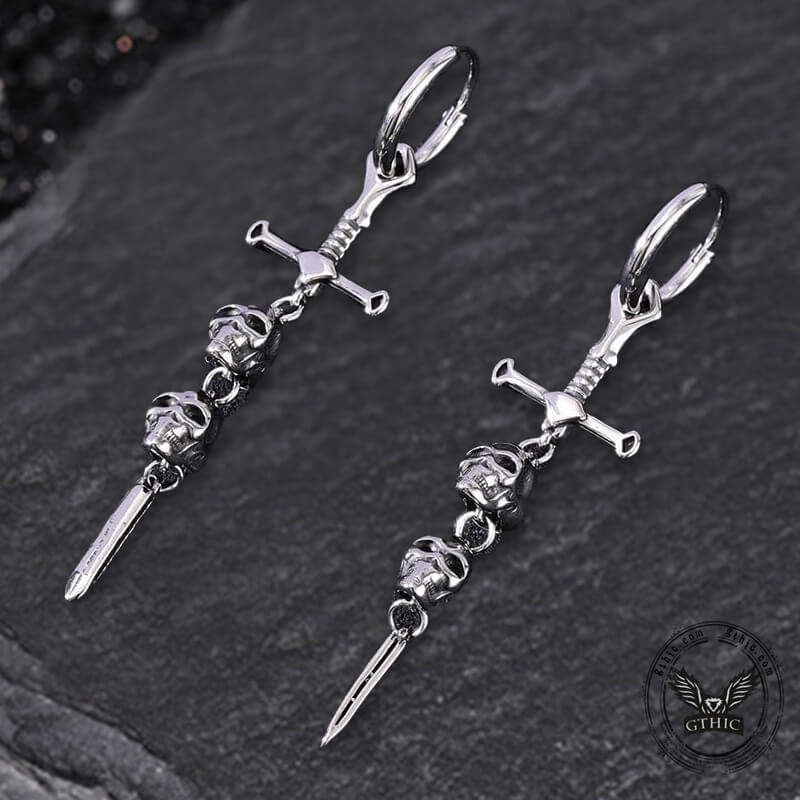 12030-gothic-sword-skulls-stainless-steel-hoop-earrings-6.jpg Gothic Sword Skulls Stainless Steel Hoop Earrings