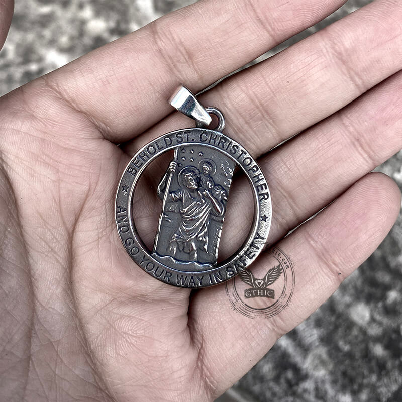 12100-st.-christopher-stainless-steel-christian-pendant-2.jpg St. Christopher Stainless Steel Christian Pendant