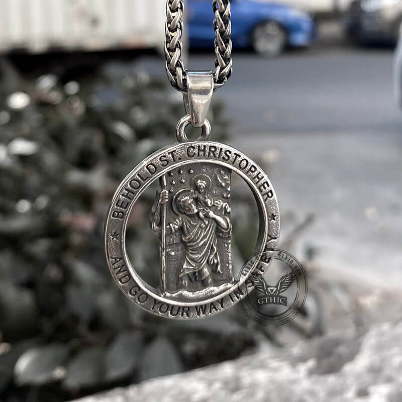 12100-st.-christopher-stainless-steel-christian-pendant-4.jpg St. Christopher Stainless Steel Christian Pendant