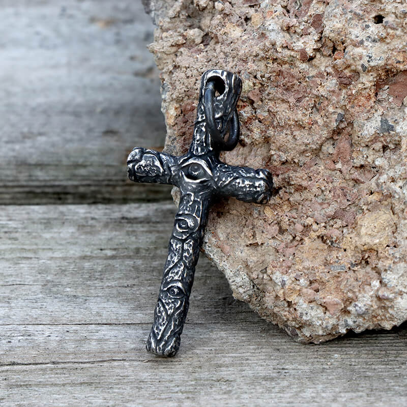 Vintage Evil Eye Cross Stainless Steel Pendant