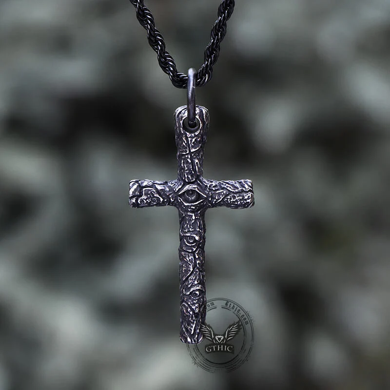 Vintage Evil Eye Cross Stainless Steel Pendant