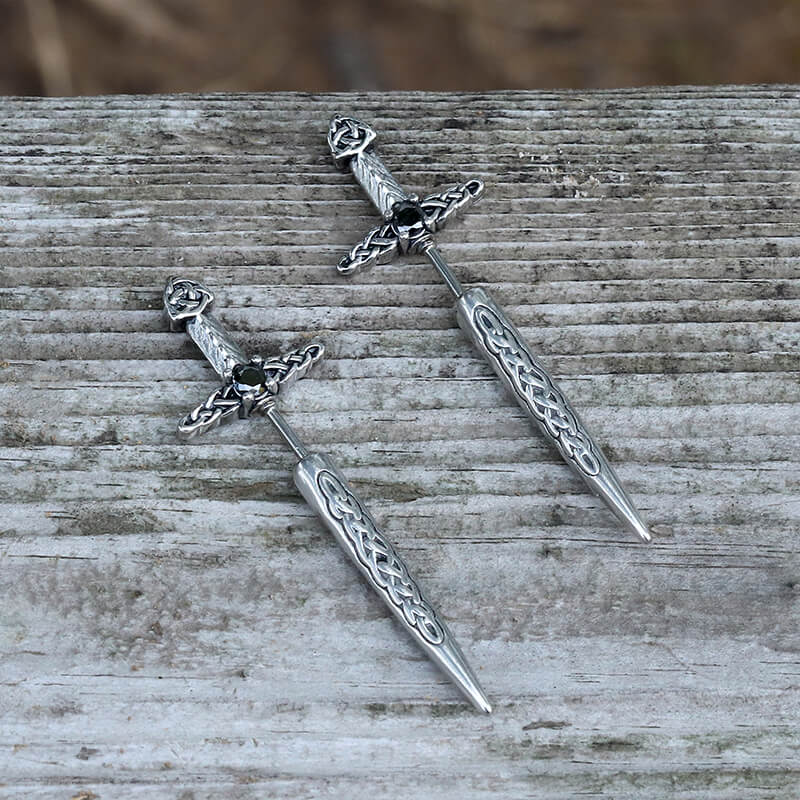 12141-celtic-knot-stainless-steel-sword-stud-earrings-1.jpg Celtic Knot Stainless Steel Sword Stud Earrings
