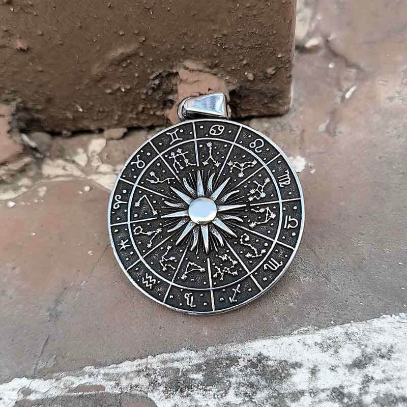 12187-sun-sigil-12-zodiac-stainless-steel-pendant-1.jpg Sun Sigil 12 Zodiac Stainless Steel Pendant