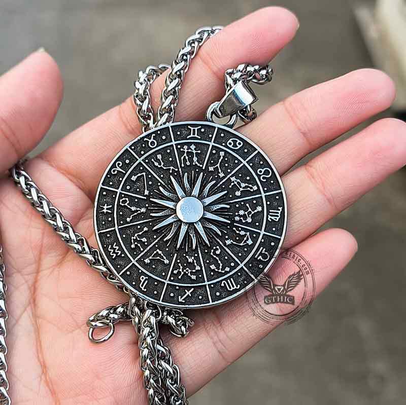 12187-sun-sigil-12-zodiac-stainless-steel-pendant-3.jpg Sun Sigil 12 Zodiac Stainless Steel Pendant