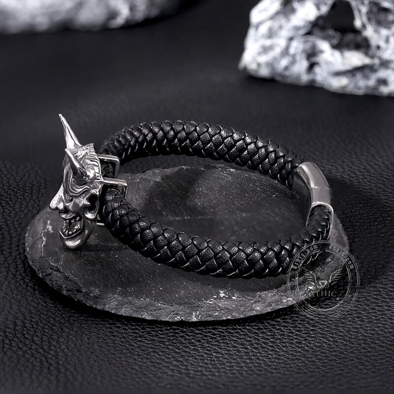 12222-hannya-oni-stainless-steel-leather-bracelet-9.jpg Hannya Oni Stainless Steel Leather Bracelet