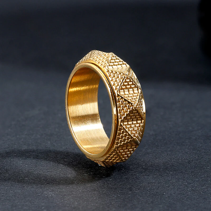 Egyptian Pyramid Stainless Steel Spinner Ring