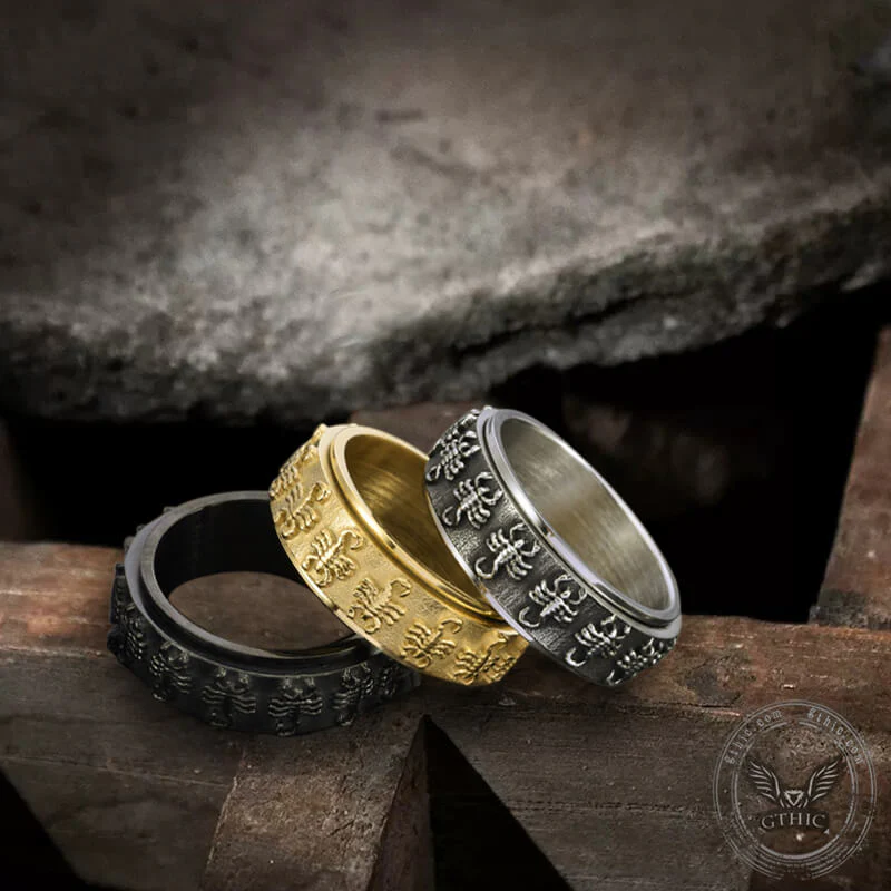 12364-vintage-scorpion-stainless-steel-spinner-ring-1.webp Vintage Scorpion Stainless Steel Spinner Ring