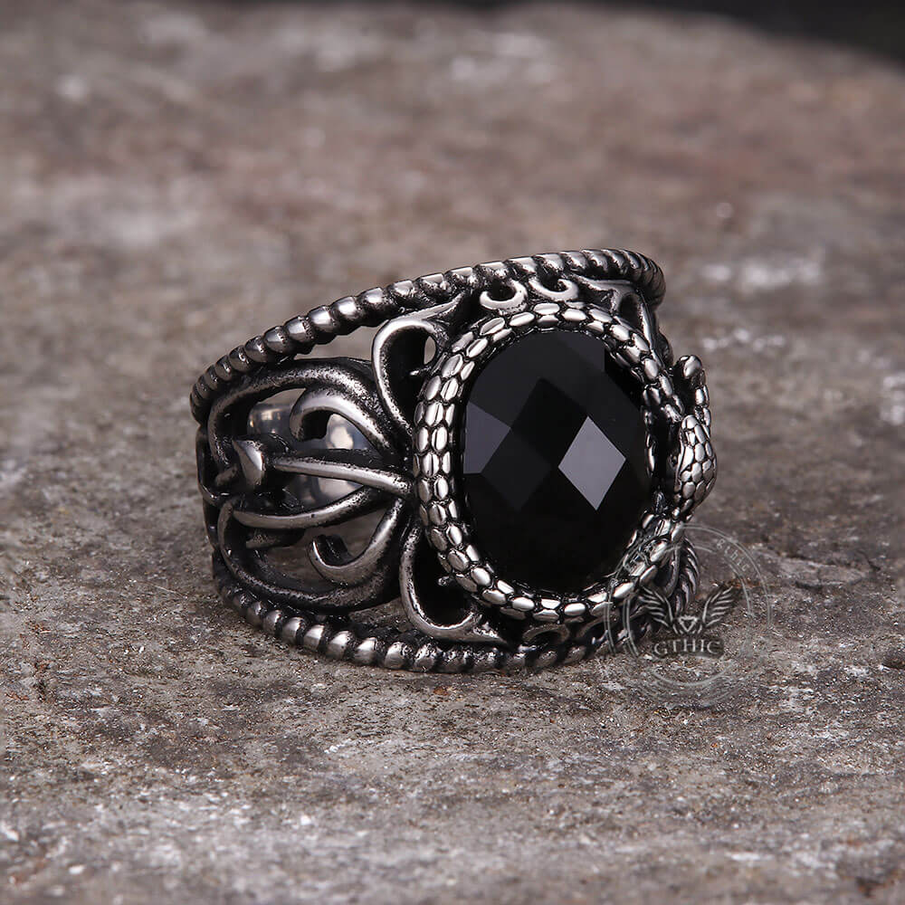 Vintage Hollow Design Stainless Steel Snake Ring