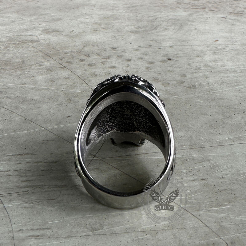 12499-floral-pattern-skull-head-stainless-steel-ring-6.jpg Floral Pattern Skull Head Stainless Steel Ring