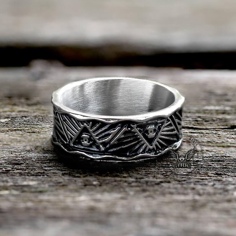 All-Seeing Eye Stainless Steel Band Ring