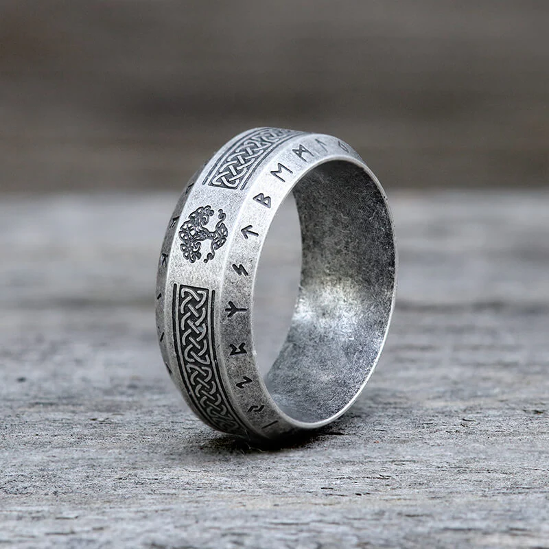 Retro Tree Of Life Knot Stainless Steel Viking Ring