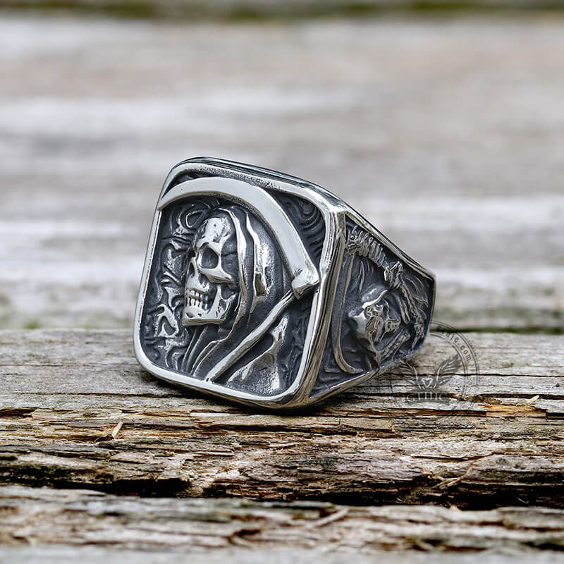 12635-vintage-grim-reaper-skull-stainless-steel-square-ring-2.jpg Vintage Grim Reaper Skull Stainless Steel Square Ring