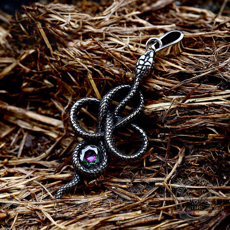 12643-coiled-snake-inlaid-zircon-stainless-steel-pendant-4.jpg Coiled Snake Inlaid Zircon Stainless Steel Pendant