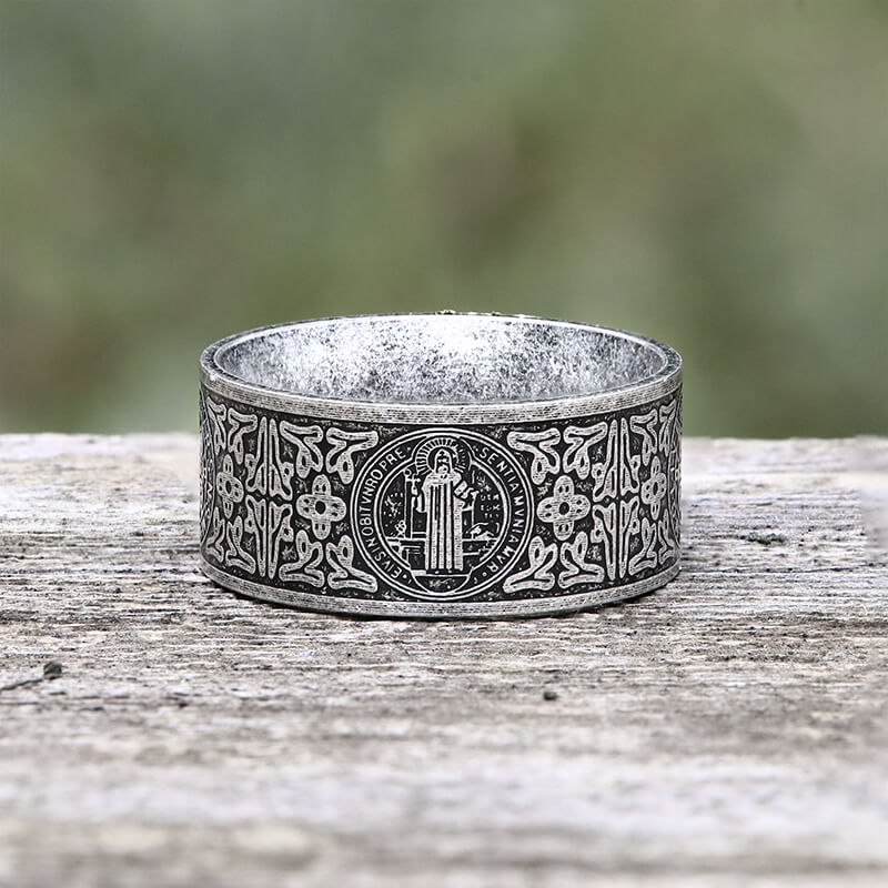 12681-st.-benedict-medal-stainless-steel-cross-ring-1.jpg St. Benedict Medal Stainless Steel Cross Ring