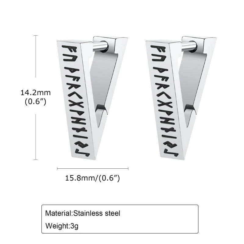 Viking Runes Triangle Stainless Steel Earrings