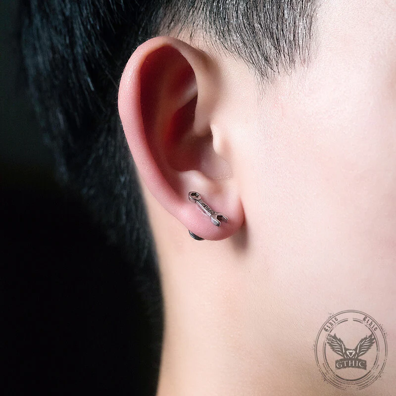 12697-wrench-shape-stainless-steel-stud-earring-2.webp Wrench Shape Stainless Steel Stud Earring