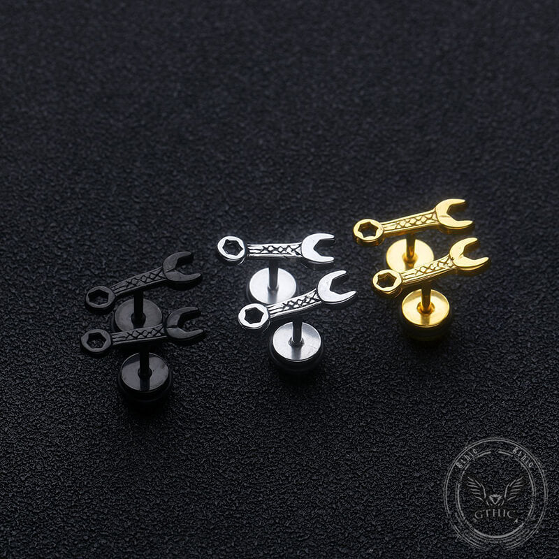 12697-wrench-shape-stainless-steel-stud-earring-4.jpg Wrench Shape Stainless Steel Stud Earring
