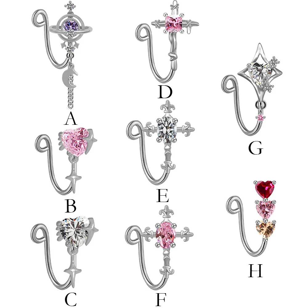 Cross Star Heart Shape Stainless Steel Nose Ring