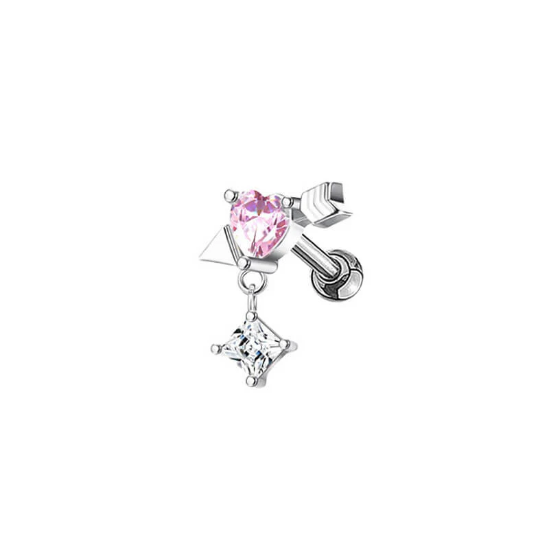 Heart-Shaped Wings Stainless Steel Piercing Earrings
