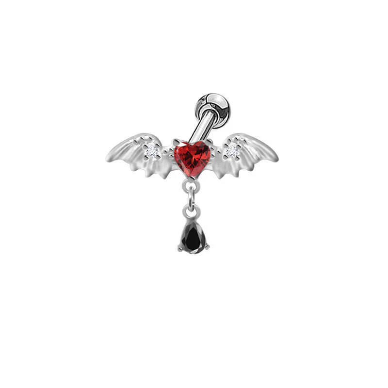 Heart-Shaped Wings Stainless Steel Piercing Earrings