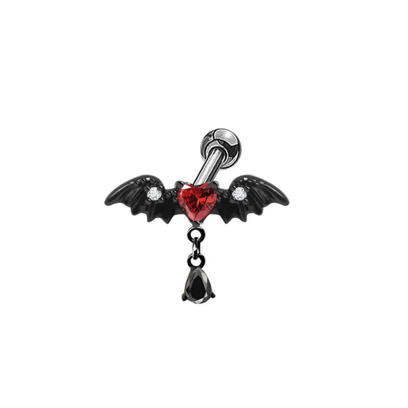 Heart-Shaped Wings Stainless Steel Piercing Earrings