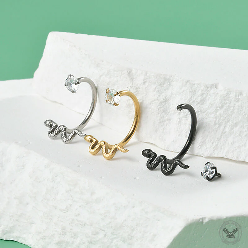 12822-16g-snake-design-stainless-steel-horseshoe-lip-ring-4.webp 16G Snake Design Stainless Steel Horseshoe Lip Ring