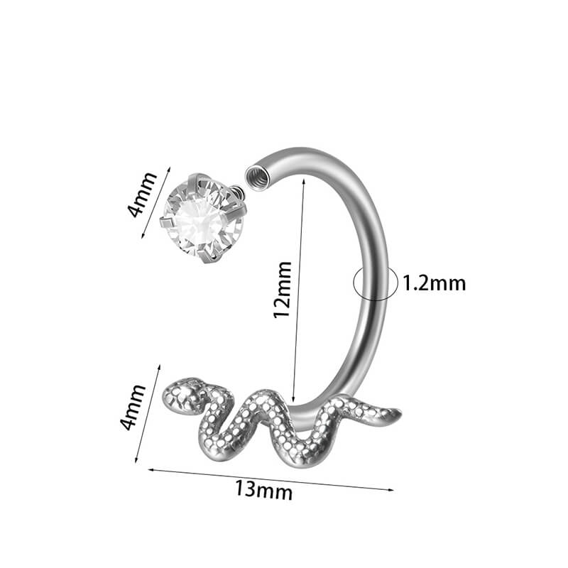 12822-16g-snake-design-stainless-steel-horseshoe-lip-ring-9.jpg 16G Snake Design Stainless Steel Horseshoe Lip Ring