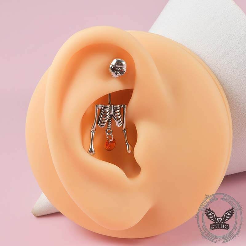 Punk Rickets Skull Stainless Steel Piercing Earrings
