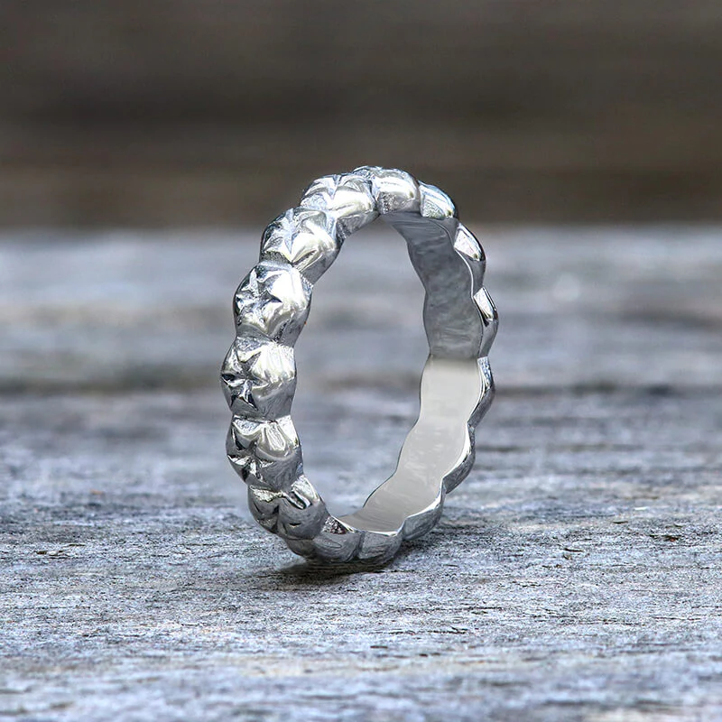 Simple Floral Stainless Steel Band Ring