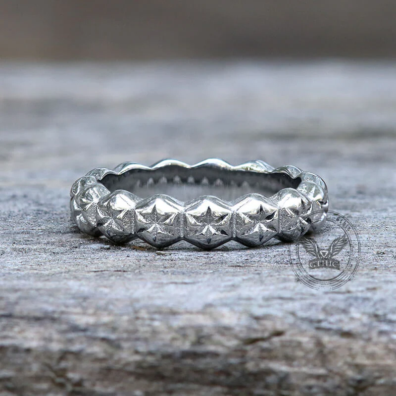 Simple Floral Stainless Steel Band Ring
