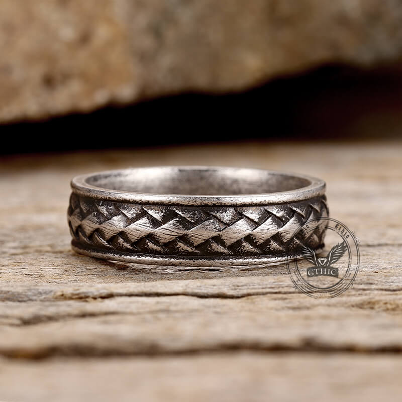 12873-retro-braided-stainless-steel-band-ring-4.jpg Retro Braided Stainless Steel Band Ring