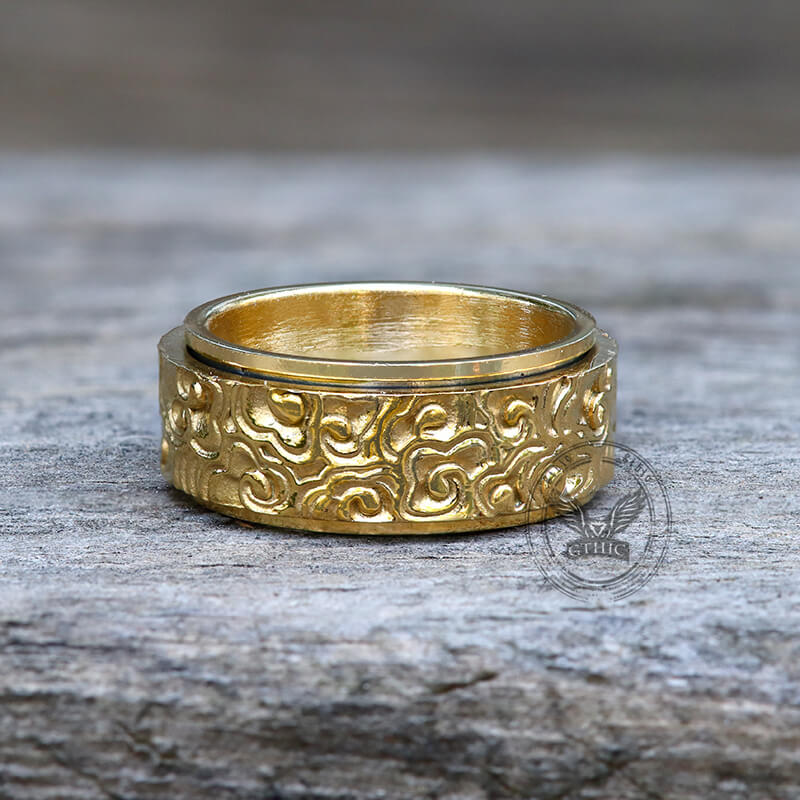 Vintage Auspicious Cloud Stainless Steel Spinner Ring