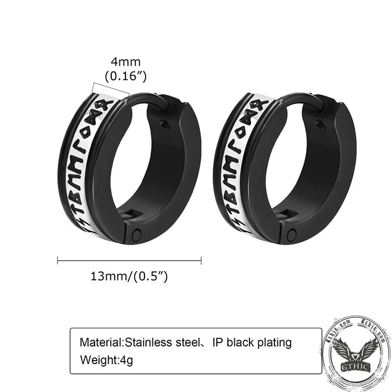 12963-two-tone-viking-runes-stainless-steel-hoop-earrings-4.jpg Two-tone Viking Runes Stainless Steel Hoop Earrings