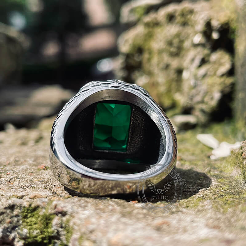12970-vintage-patterns-green-zircon-stainless-steel-ring-8.jpg Vintage Patterns Green Zircon Stainless Steel Ring