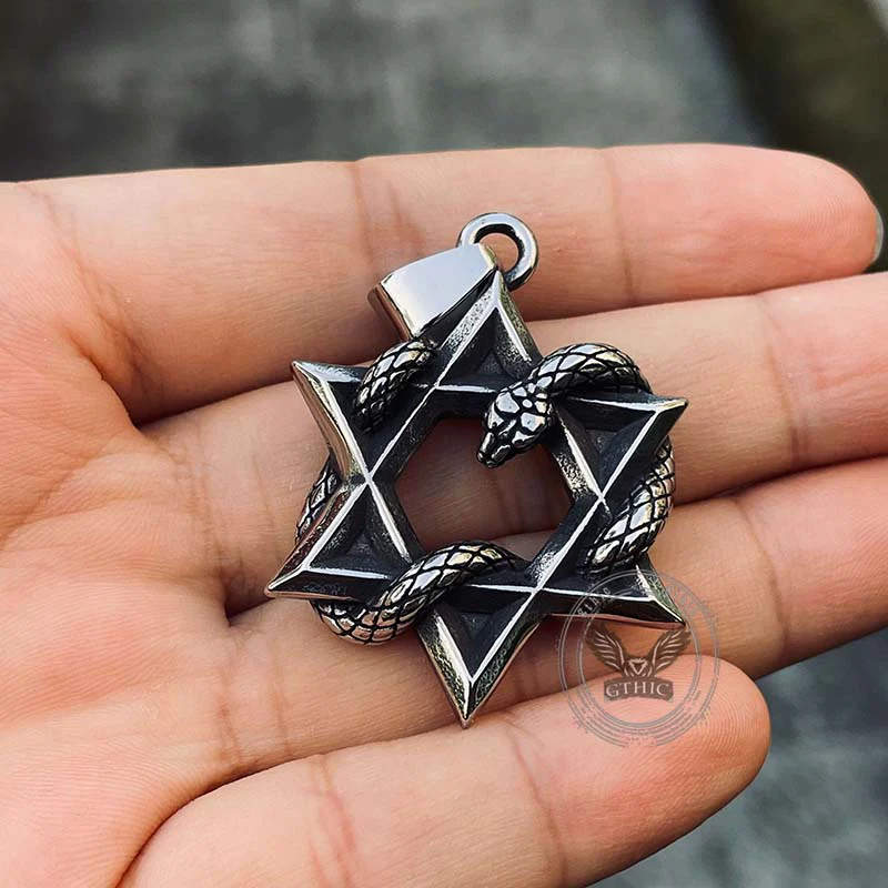 13000-star-of-david-curled-snake-stainless-steel-pendant-2.webp Star Of David Curled Snake Stainless Steel Pendant