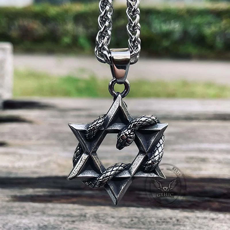 13000-star-of-david-curled-snake-stainless-steel-pendant-3.webp Star Of David Curled Snake Stainless Steel Pendant