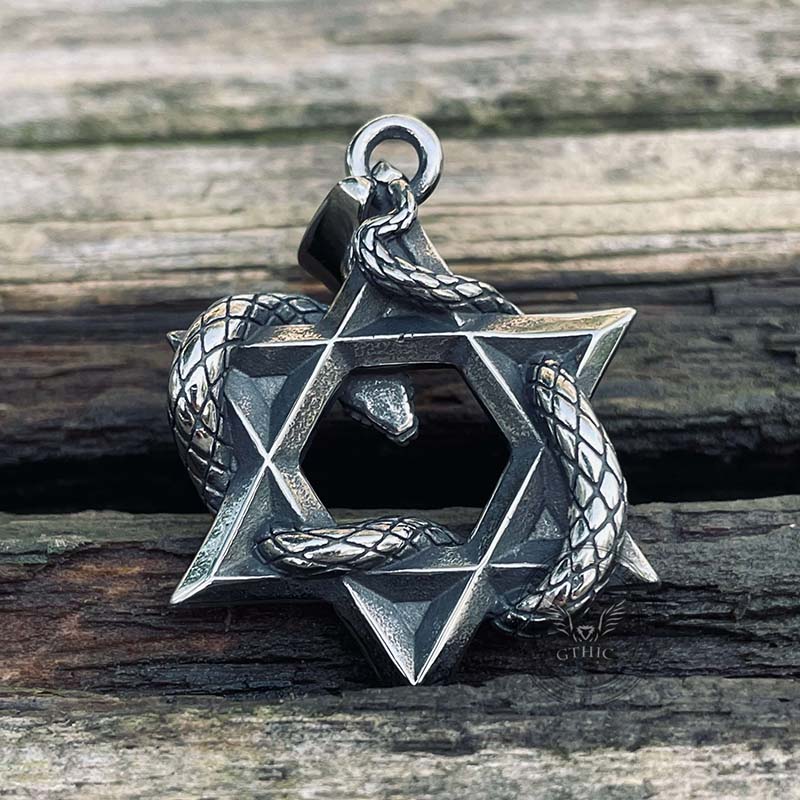 13000-star-of-david-curled-snake-stainless-steel-pendant-5.jpg Star Of David Curled Snake Stainless Steel Pendant