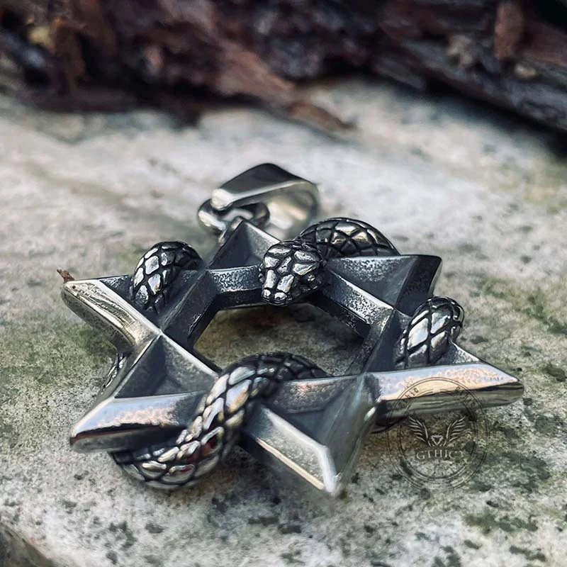 13000-star-of-david-curled-snake-stainless-steel-pendant-6.webp Star Of David Curled Snake Stainless Steel Pendant