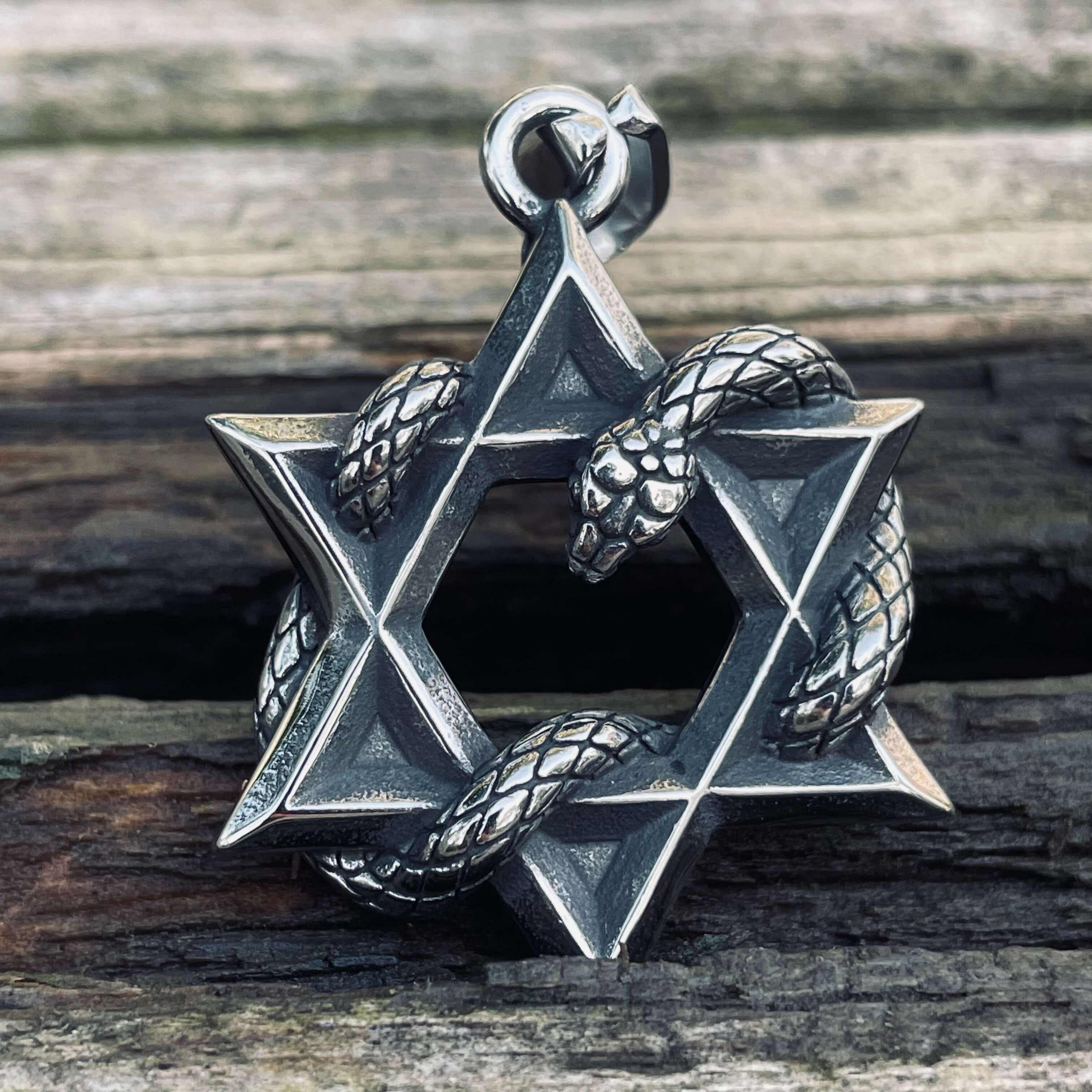 13000-star-of-david-curled-snake-stainless-steel-pendant-7.jpg Star Of David Curled Snake Stainless Steel Pendant
