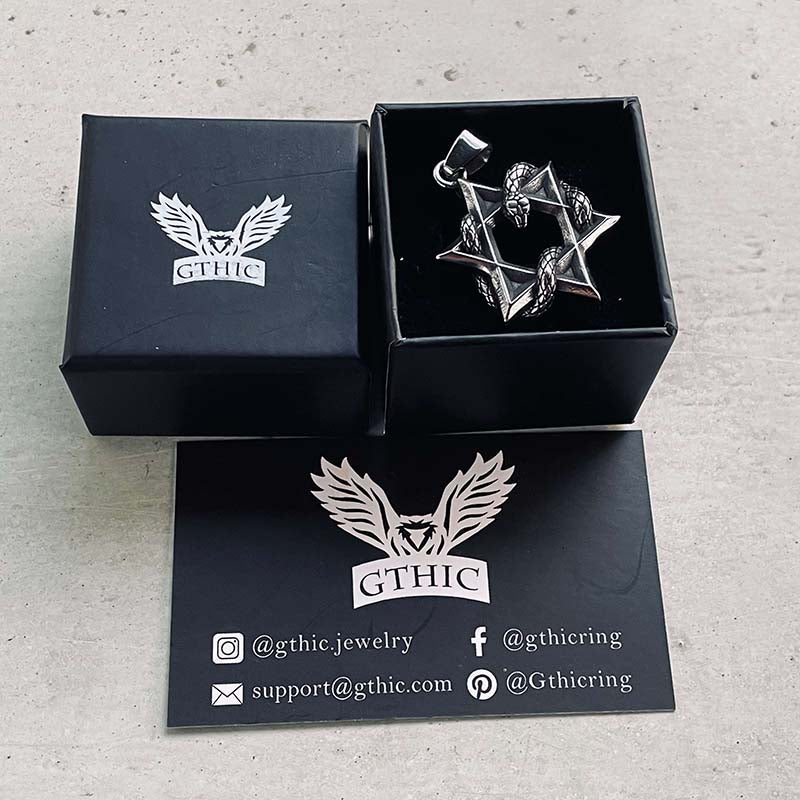 13000-star-of-david-curled-snake-stainless-steel-pendant-8.jpg Star Of David Curled Snake Stainless Steel Pendant