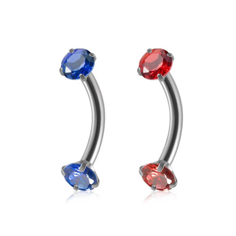 Curved Barbell Double-headed Zircon Eyebrow Piercing