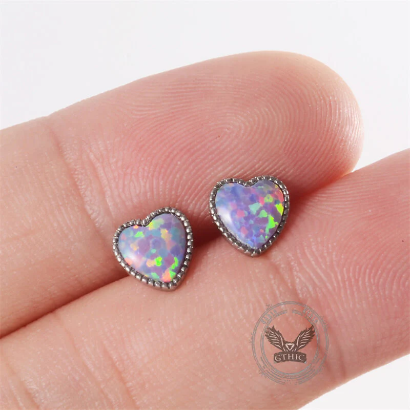 Heart-shaped Opal Stainless Steel Tongue Ring