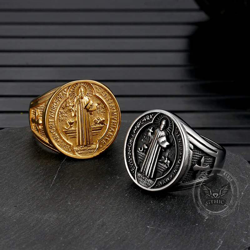 13152-st.-benedict-s-medal-exorcism-stainless-steel-ring-1.webp St. Benedict's Medal Exorcism Stainless Steel Ring