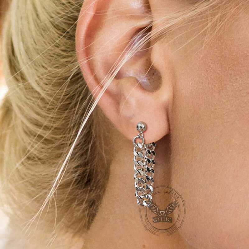 Simple Chain Design Front-back Stainless Steel Earrings