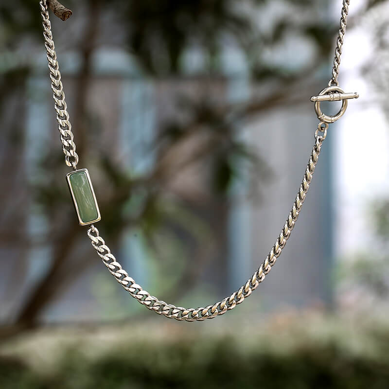 13188-cuban-link-aventurine-stainless-steel-necklace-1.jpg Cuban Link Aventurine Stainless Steel Necklace