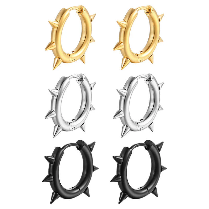 13217-solid-color-spike-stainless-steel-huggie-earrings-1.webp Solid Color Spike Stainless Steel Huggie Earrings